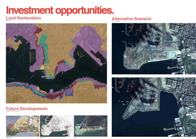 Land reclamation, together with land speculation, define the investment-driven development of Hong Kong. Alternative scenarios to the reclamation of land are investigated.